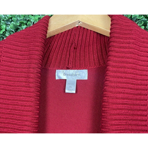 Dress Barn Open Cardigan Sweater Women Size XL Petite Red Drape Casual - Picture 9 of 9
